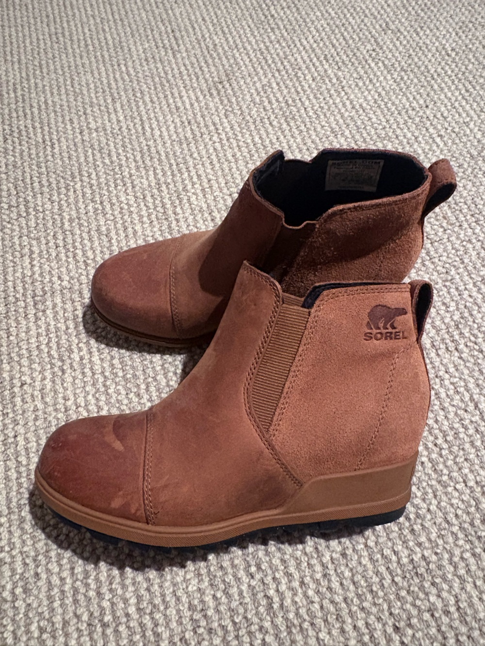 Sorel Women's Suede Chelsea Wedge Boot in Brown size 6